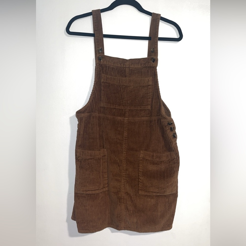Corduroy Overall Dress in Brown